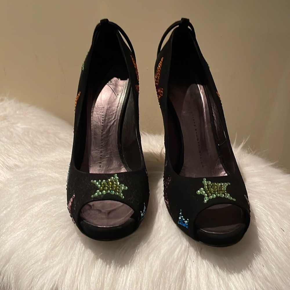 Giuseppe Zanotti Suede Rhinestone Star Wedge